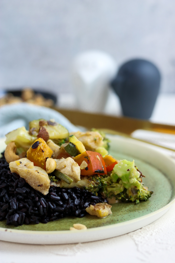 Runner's Food: Schwarzer Reis mit Gemüse-Frischkäse Pfanne